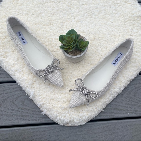 Steve Madden Tweed Bow Flats - Picture 1 of 3